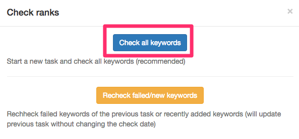「Check all keywords（全てのキーワードを確認）」をクリック