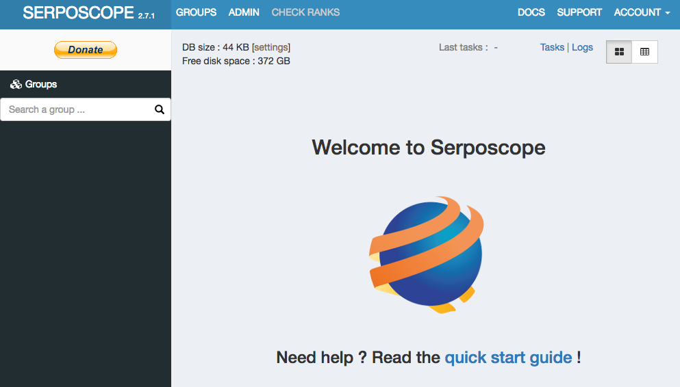 Serposcopeの管理画面