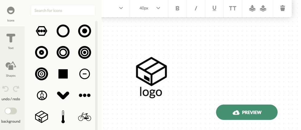 Logo Maker by Ucraftのロゴ作成画面