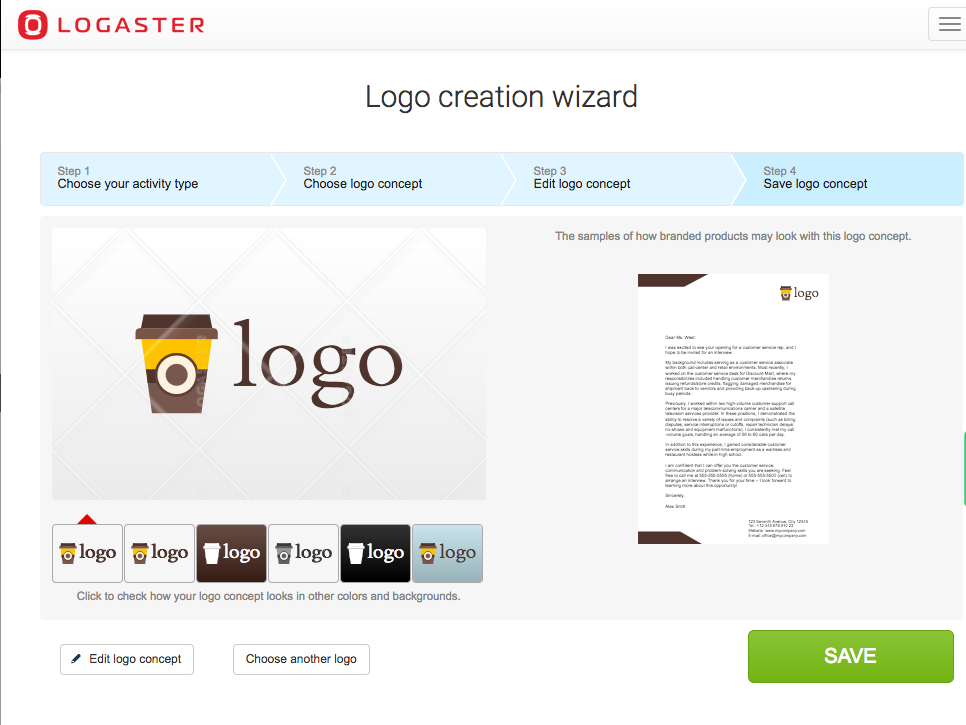 logasterのロゴ作成画面